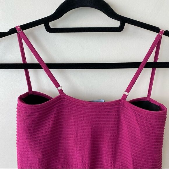 Bebe-Ribbed Deep Raspberry Party Mini Bodycon Dress (Medium/Large) - Picture 8 of 10